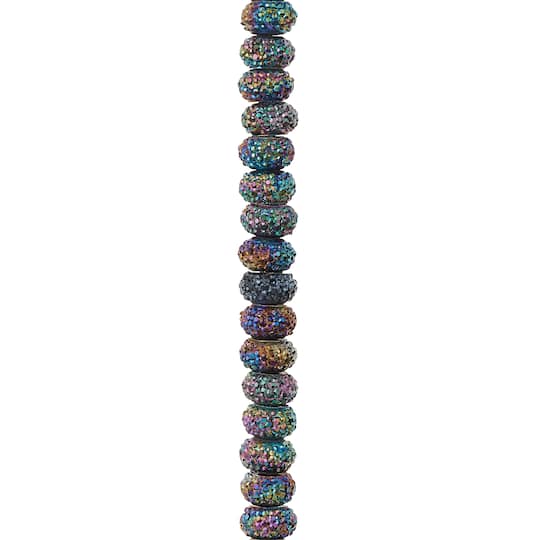 12 Packs: 38 ct. (456 total) Blue Iridescent Resin Rondelle Beads, 8mm by Bead Landing&#x2122;
